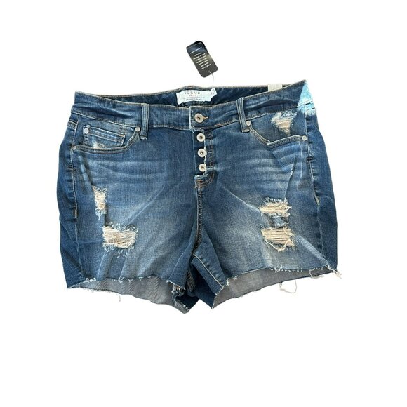Torrid High Rise Skinny Jean Shorts 18 Distressed Button Fly Cutoffs Denim NWT - Picture 2 of 4